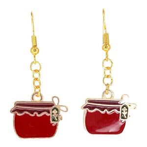 Holiday treat jar dangle earrings — lightweight Christmas winter jewelry
